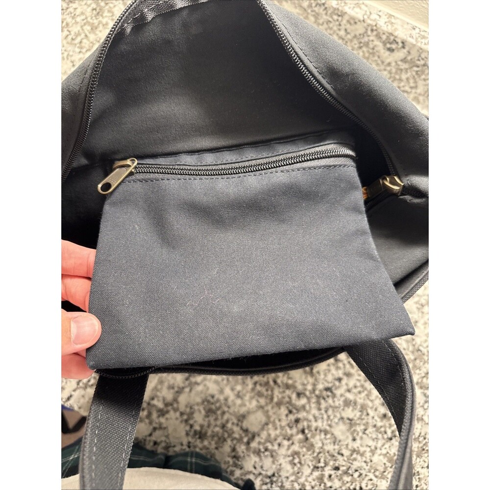 LL Bean All Black Boat And Tote Short Handles With Xtra Long Strap / USA / ZipUp - Picture 8 of 14